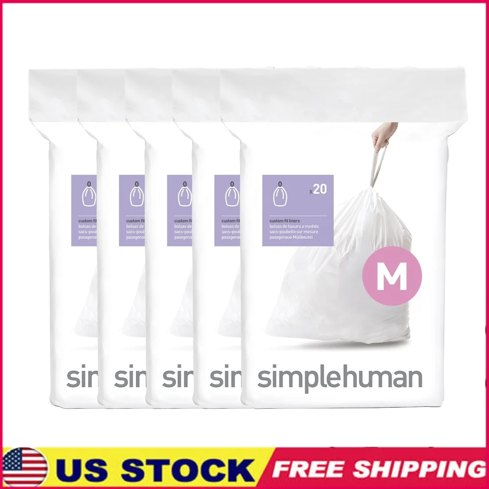 Custom Fit Drawstring Trash Bags 100 Count 45L Durable Plastic Thick Seams Easy Lift Tie Carry Dispenser Packs