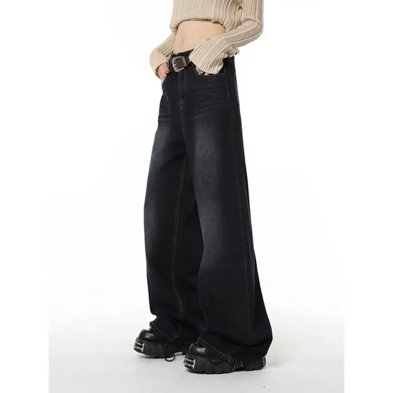 Wcfcx studio y2k Vintage Jeans mit hoher Taille für Harajuku lose Jeans mit weitem Bein Damen Grunge übergroße Jeans hose