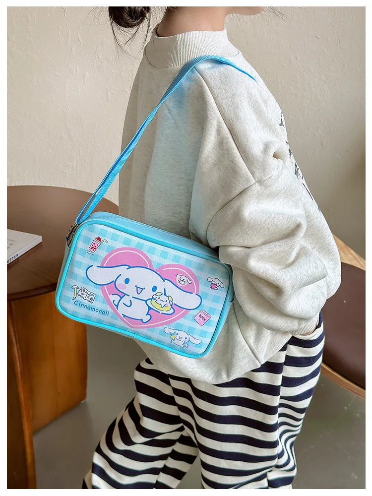 Modna torba na ramię Sanrio Kuromi Cinnamoroll My Melody wzór kreskówkowy portmonetka letnie torby dziecięce