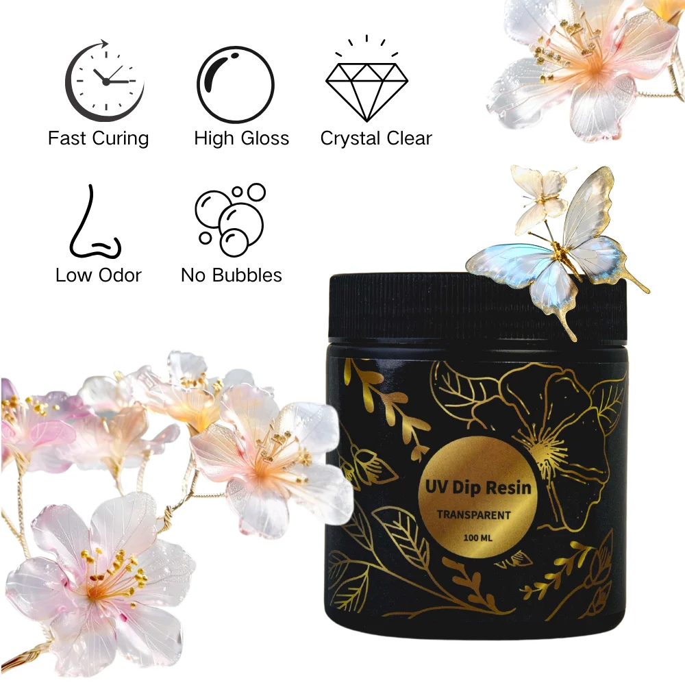 UV DIP Resin Glue Set 50/100ml  DIY Crystal Copper Wire Flower Liquid Ultraviolet Curing UV Glue Jewelry Making view 2