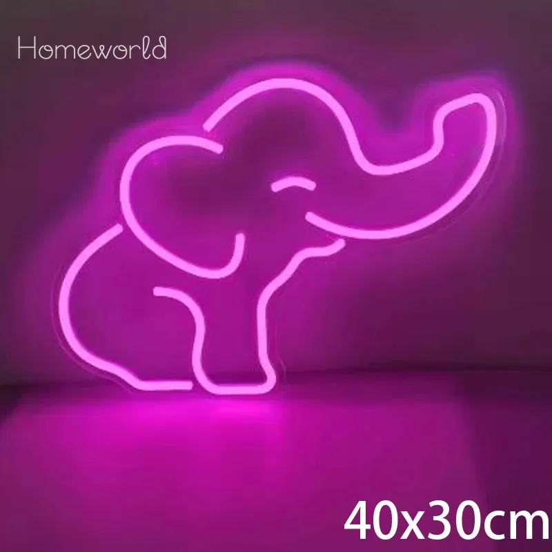 Pink Elephant LED Neon Sign USB Powered Animal Neon Light Decor Bedroom Room Living Room Wall Animal Themed Club Party Gift
