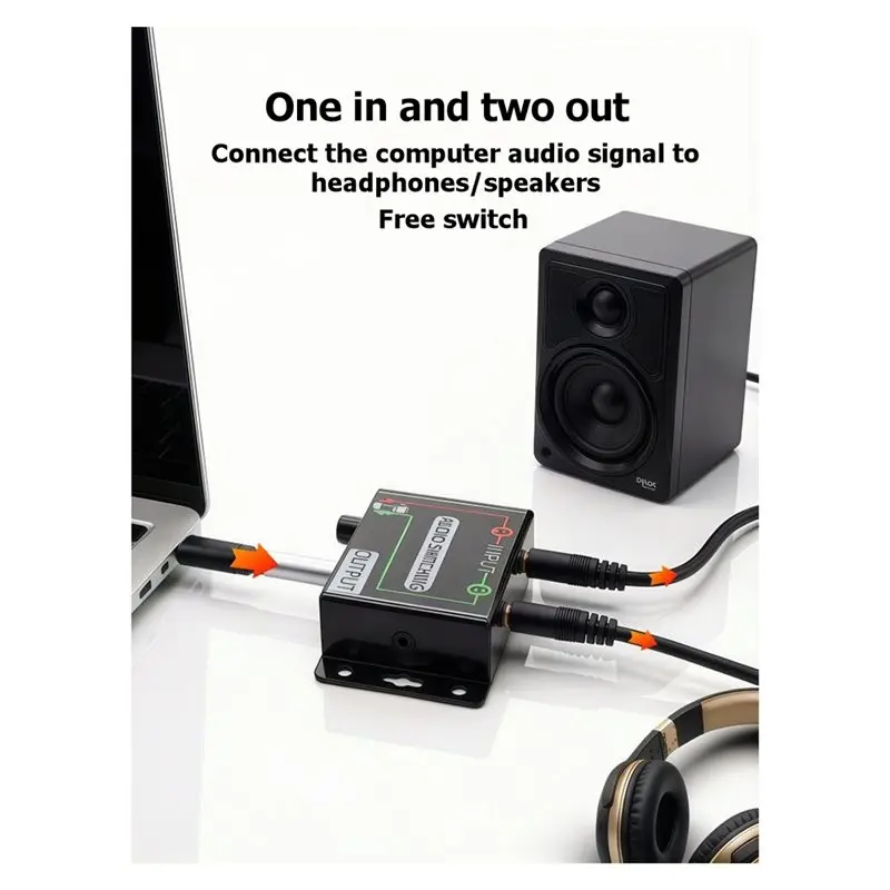B76B AUX Headphone 3.5mm Audio Switcher 2-Input 1-Output Signal Converter Bidirectional Switching Functionality