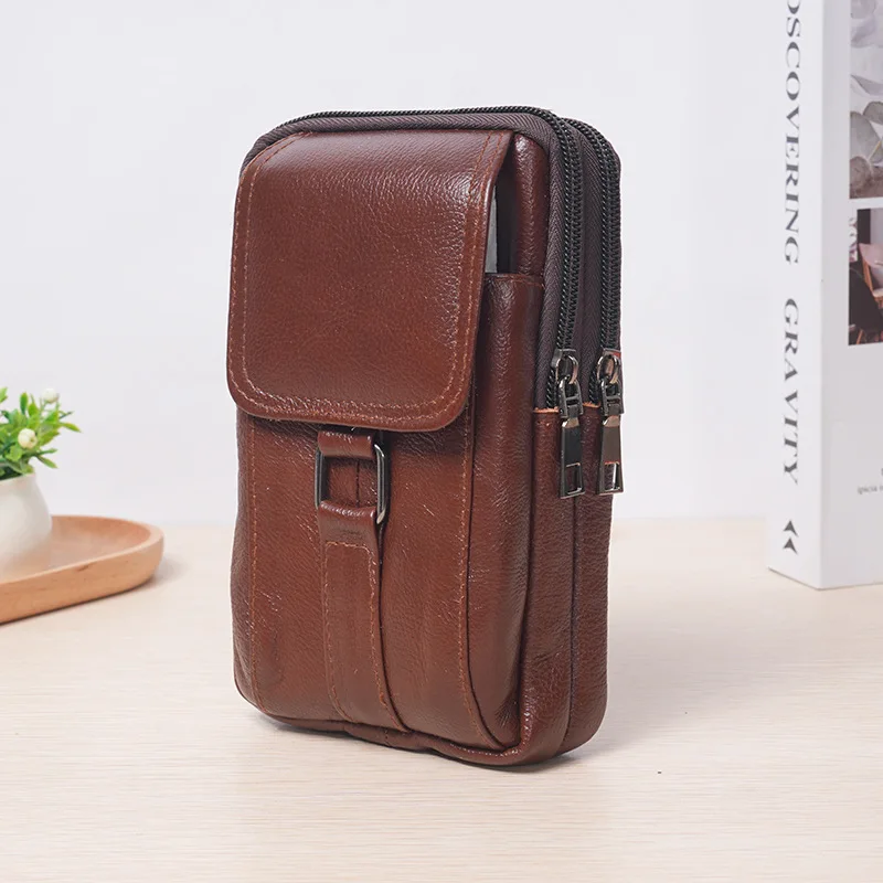 1PC Outdoor Work Bag Mobile Phone Waist Bag Men\'s Work Cigarette Case Leather Case Key Chain Wear Belt Bag Outdoor Bag