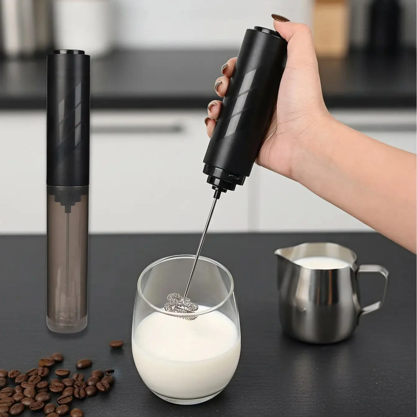 Electric Milk Frother Coffee Mixer Mini Cappuccino Maker Battery Operated AA Size Kitchen Cooking Tool Egg Beater