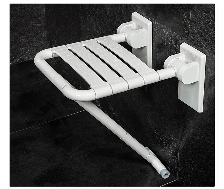 Wall-mounted folding shower chair, non-slip floor mats, lightweight 120kg load-bearing, stainless steel nylon, rehabilitation