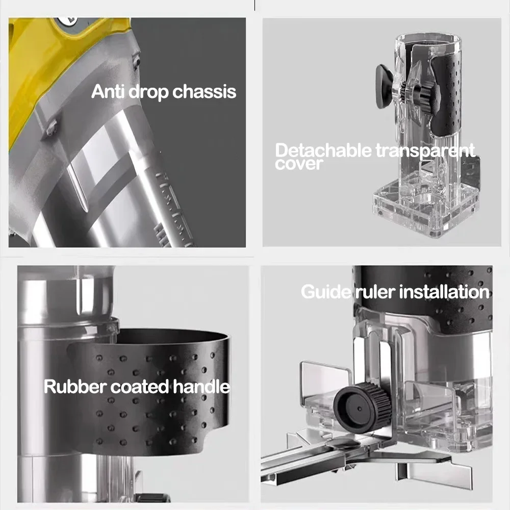 Recortadora eléctrica sin escobillas, máquina cortadora de carpintería, enrutador de madera, fresadora, ranuradora de grabado, compatible con batería Dewalt de 18V