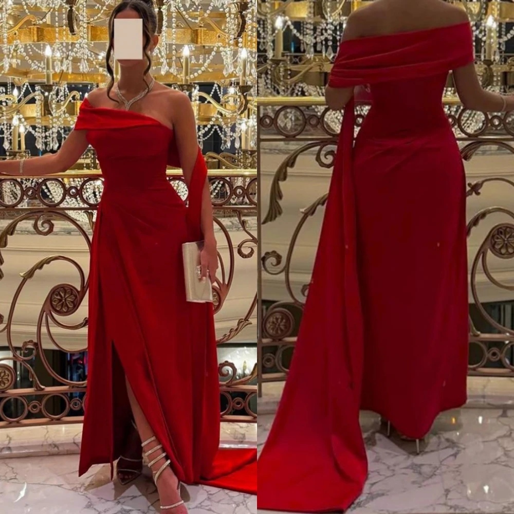 

Customized Strapless Off the Shoulder Jersey A-Line Evening Dress Classic Prom Dresses Temperament Special Occasion Gowns