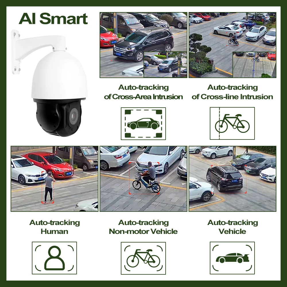 Guard Tools UNV AI IP Camera 8MP 4K AI Detectie Auto Tracking POE PTZ Dome Camera Roterende Professionnel beveiligingscamera