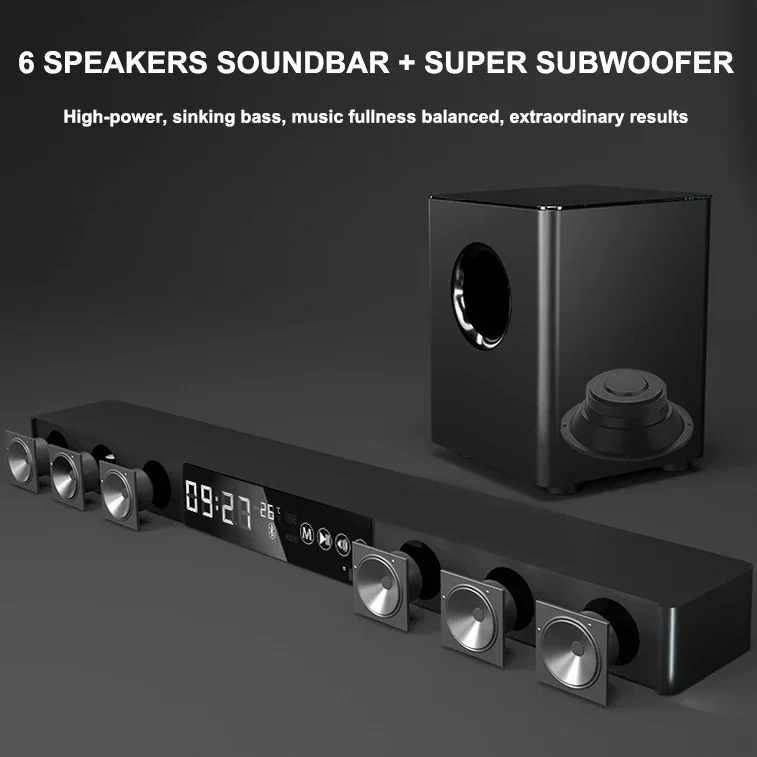 120W Sound Bar With Subwoofer 2.1 CH Sound Bars For TV 31 Inch Soundbar TV Speakers With LED Display, Home Theater Audio