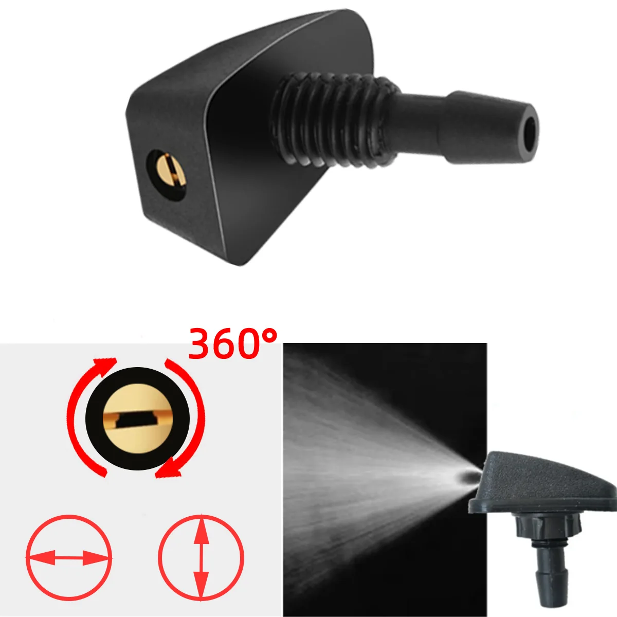 Car Wiper Blade Spray Nozzle ABS High-Quality Cleaning Nozzle Single Hole 360 ° Rotating Spray Nozzle Car Windshield Cleaning
