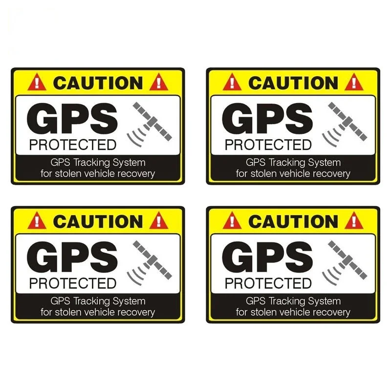 4 Pcs  Personality Caution Car Sticker Gps Protected Reflective Motorcycle Parts Waterproof Decal Accessories Stickers 12cm*8cm