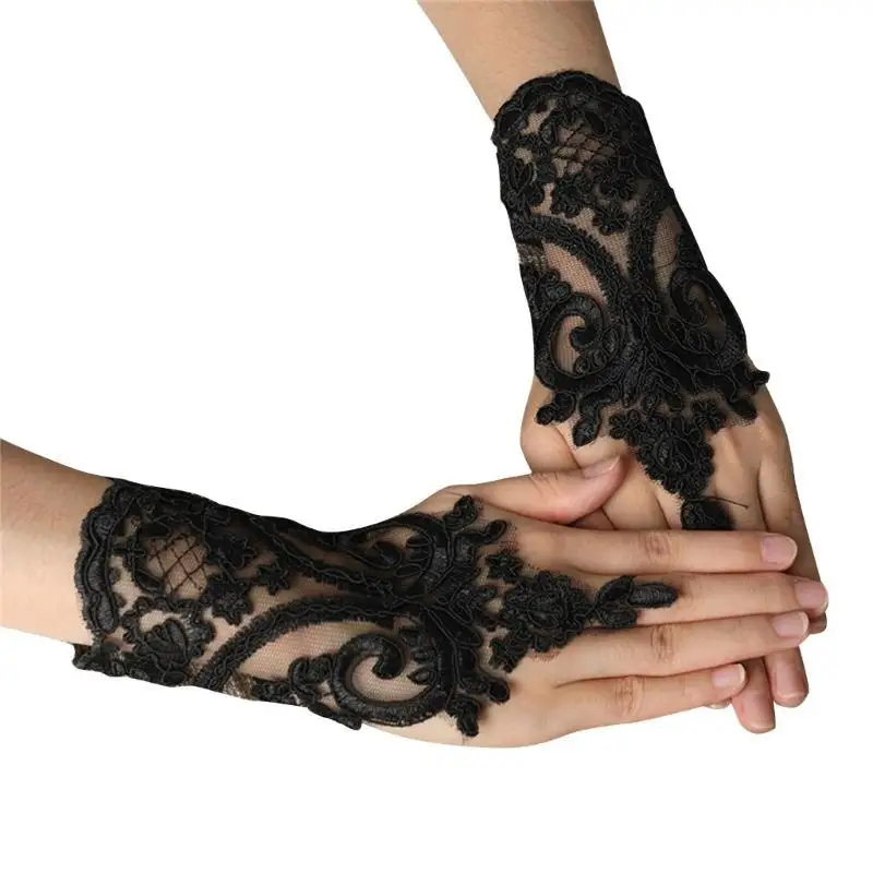39BD-Handschuhe, handgefertigt, Braut-/Hochzeitshandschuh, Stickerei, Spitzenarmband und verstellbares Seil – Detail 3