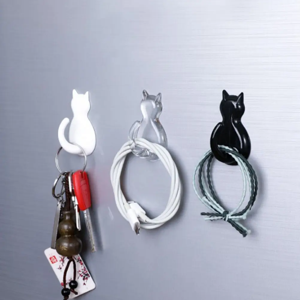 2Pcs Adorable Cat Tail Wall Hooks Multifunction Plastic Wall Mounted Hooks for Towels Coats Umbrellas Headphones Guitars