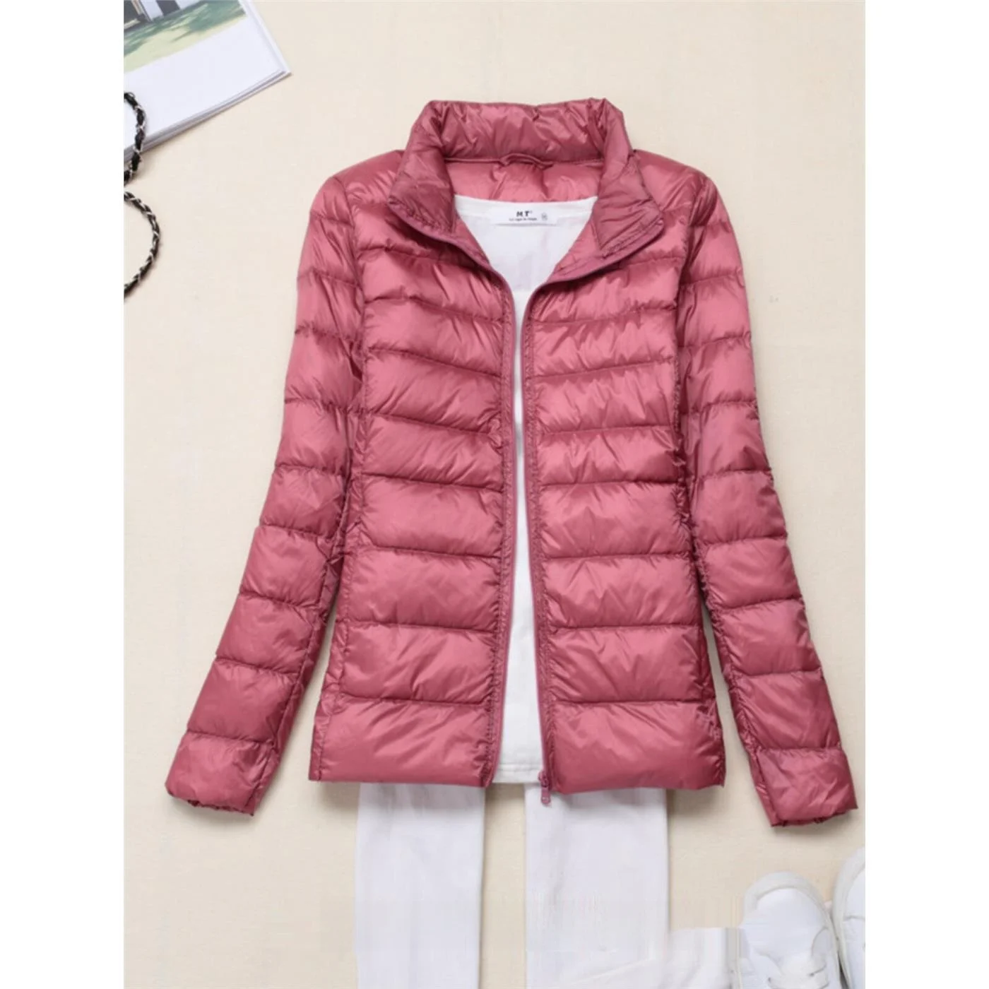 

Легкая утепленная хлопковая куртка женская осенне-зимняя на молнии с воротником-стойкой, короткая, приталенная, теплая, повседневная верхняя одежда