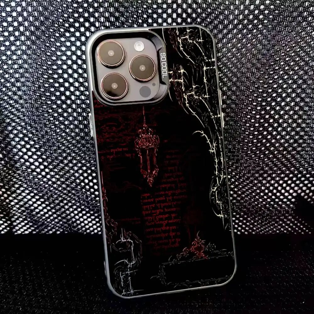 حافظة هاتف على الطراز القوطي cybersigilism لهواتف iPhone 16,15,14,13,12,11,8,7,Pro,Max,Plus,Mini,XS,SE مضادة للسقوط باللون الأسود غير اللامع