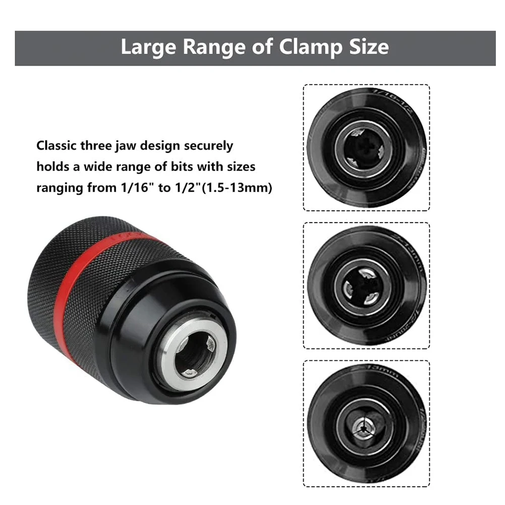 

A57M-4 PCS 1/2-20UNF 1.5-13Mm Keyless Drill Chuck Hex Shank/SDS/Socket Square Female Adaptor Hardware Tool Drill Chuck Easy To U