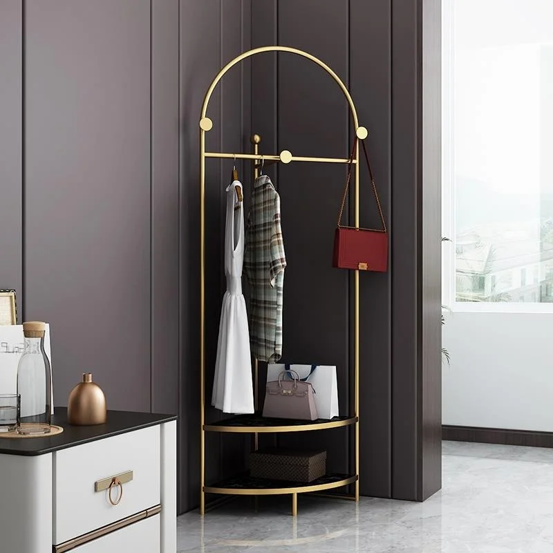 Custom Nordic INS Bedroom Clothes Rack Floor-standing Home Bathroom Corner Light Luxury Double Rod Coat Rack