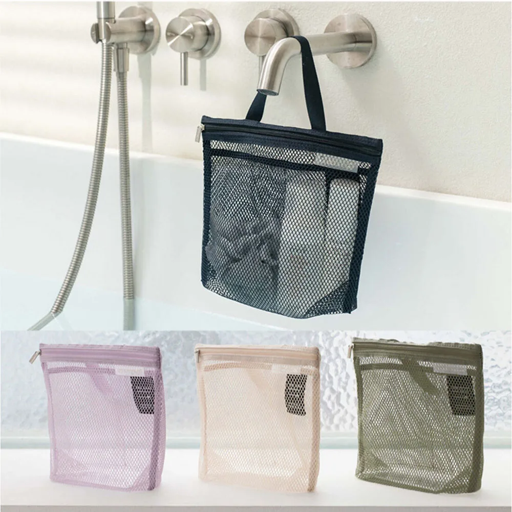 Mesh Bath Organizer Bag Portable Hanging Bag Tote Bag Shower Bag Toiletry Accessory Makeup Organizer Convenient Pockets