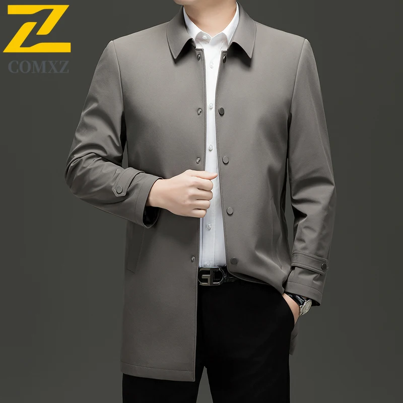 

Autumn Men Trench Coat 2025 Light Luxury Notch Lapel Business Casual Jackets Premium Medium Long Styles Windproof Outerwear