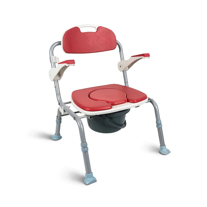 

Household aluminum toilet chair elderly pregnant women collapsible toilet bath chair bathroom with backrest shower chair