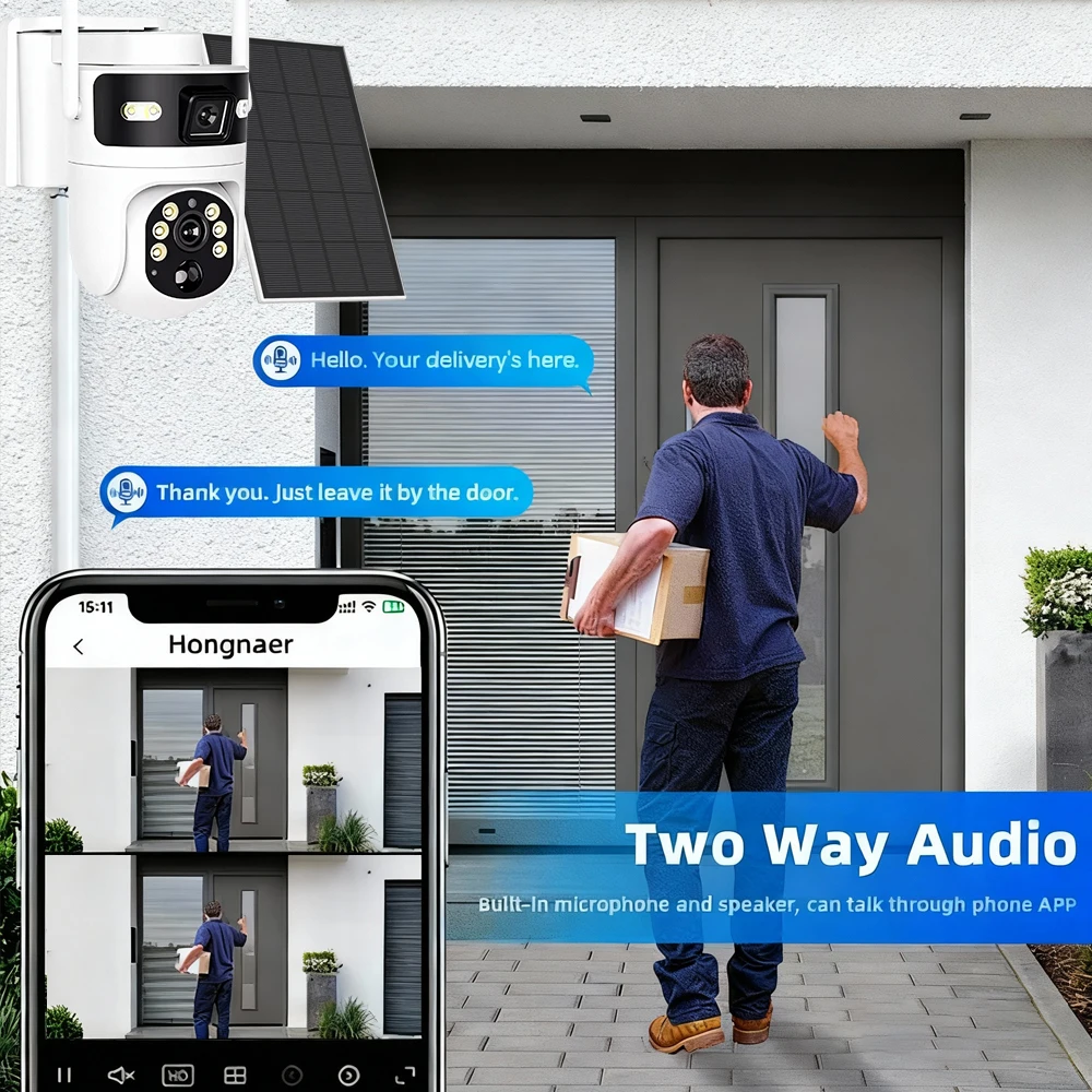 ICam365 Solar PTZ Camera 4G Sim Card Dual Screen Outdoor Solaire CCTV Dual Lens Battery 360° Solar PIR Detection Security Camera