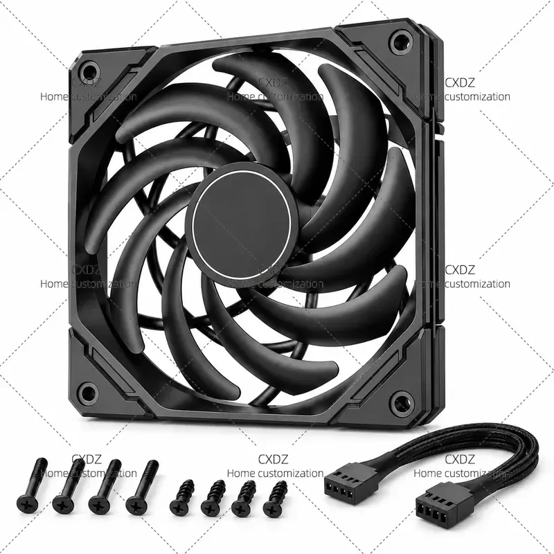 TF-12015-K 12cm Thin Water-Cooled Chassis Fan 4-Wire PWM Temperature Control Cooling Fan for PC Case