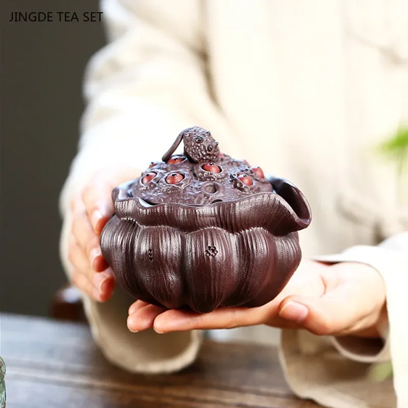 260ml Boutique Yixing Purple Clay Tea Pot Handmade Lotus Seed Tea Maker Raw Ore Purple Mud Filter Teapot High-grade Tea Set