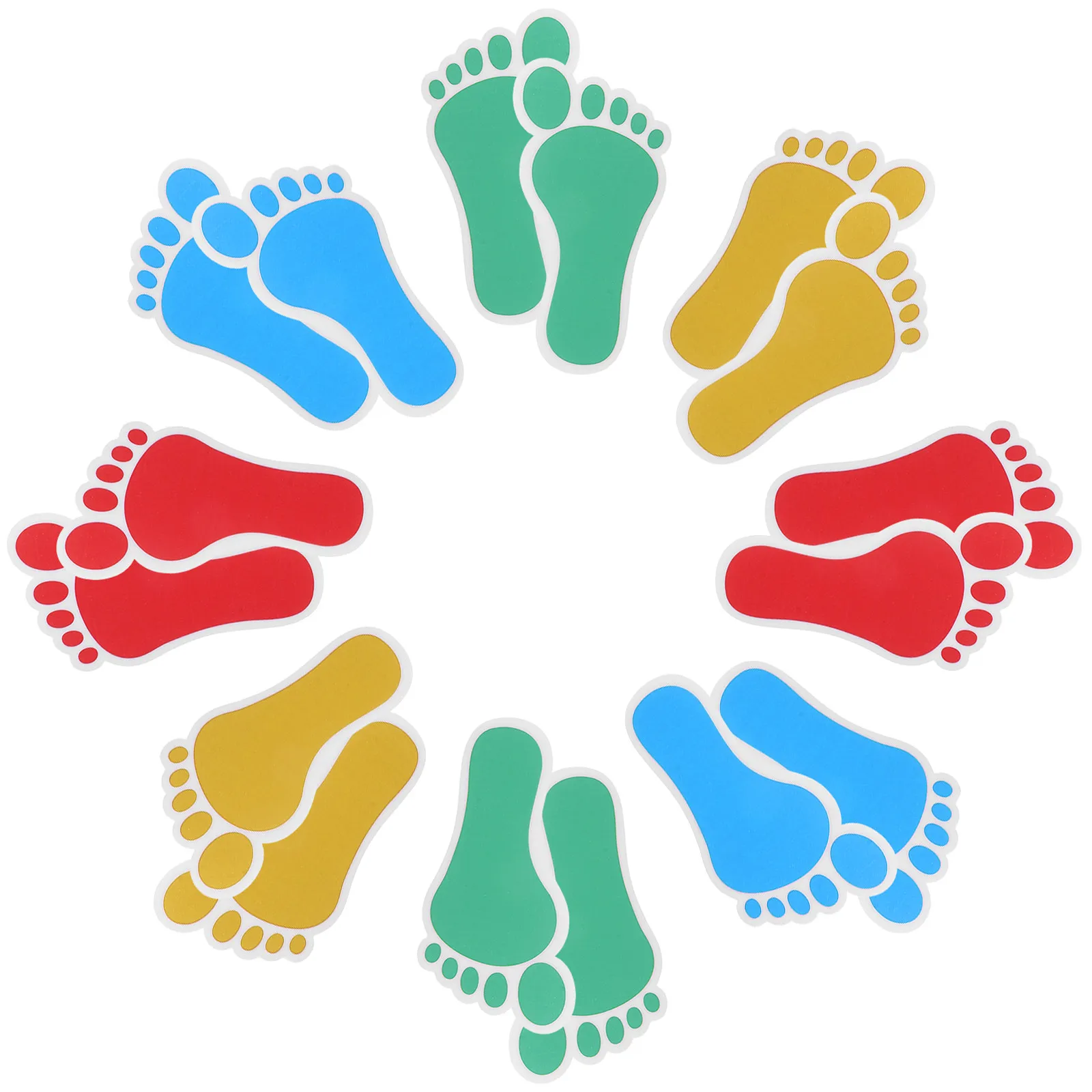 8Pairs PVC Footprint Floor Stickers 18Cm Self-Adhesive Non-Slip Decals for Kids Nursery Classroom Stair Decor Reusable Floor