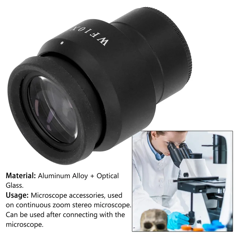 AP-WF10X/22 2PCS Microscope Ocular Eyepiece Wide Angle Eyepoint Lens Adjustable Field 30Mm Widefield Design