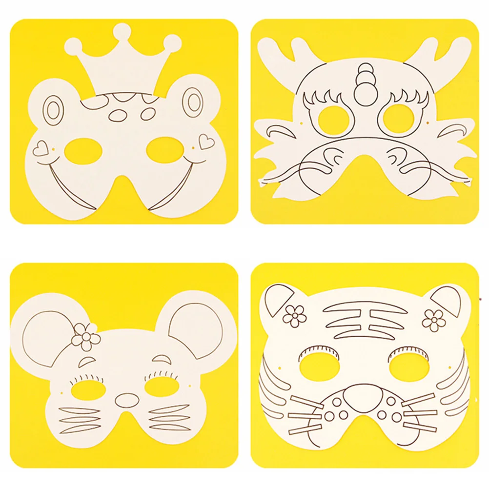 

10 Pcs Blank Mask White Painting Animal The Graffiti Paper Craft Party Child