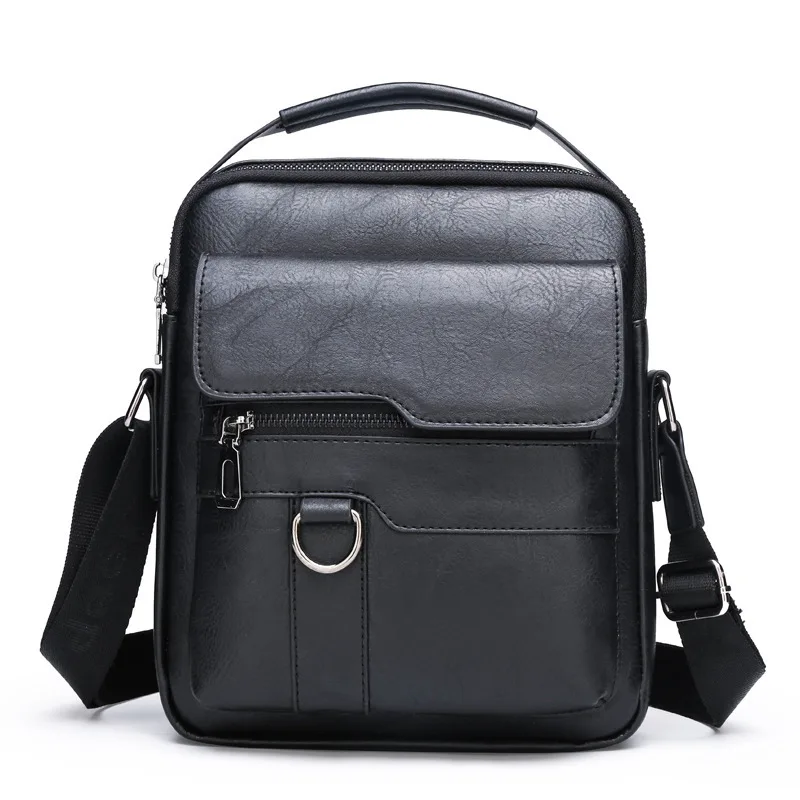 Bolsa de ombro PU masculina, seção vertical das bolsas de negócios e lazer, grande capacidade, bolsas simples e versáteis, novas