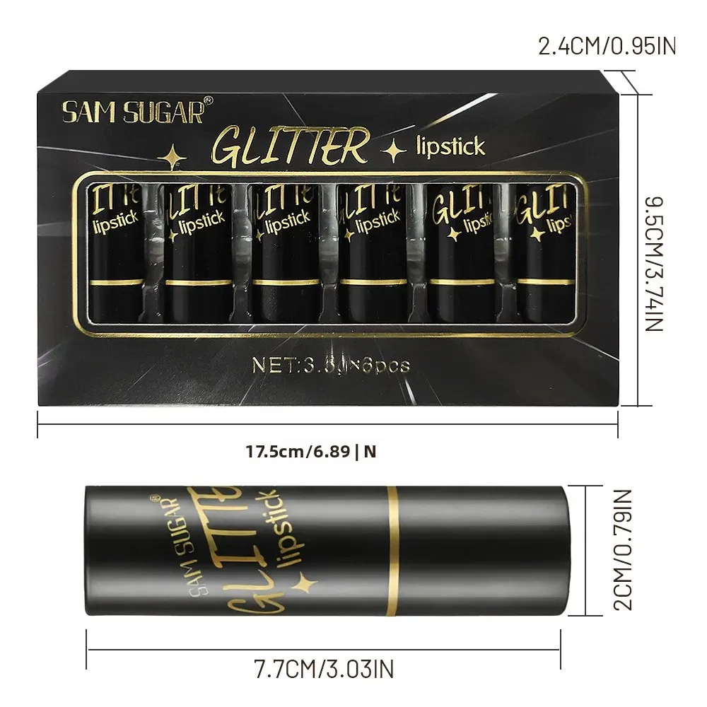 Shimmer METALLIC ลิปสติกชุดกันน้ํา Glitter High Pigment SHINY Sparkling Pearl Lipgloss แต่งหน้าติดทนนาน