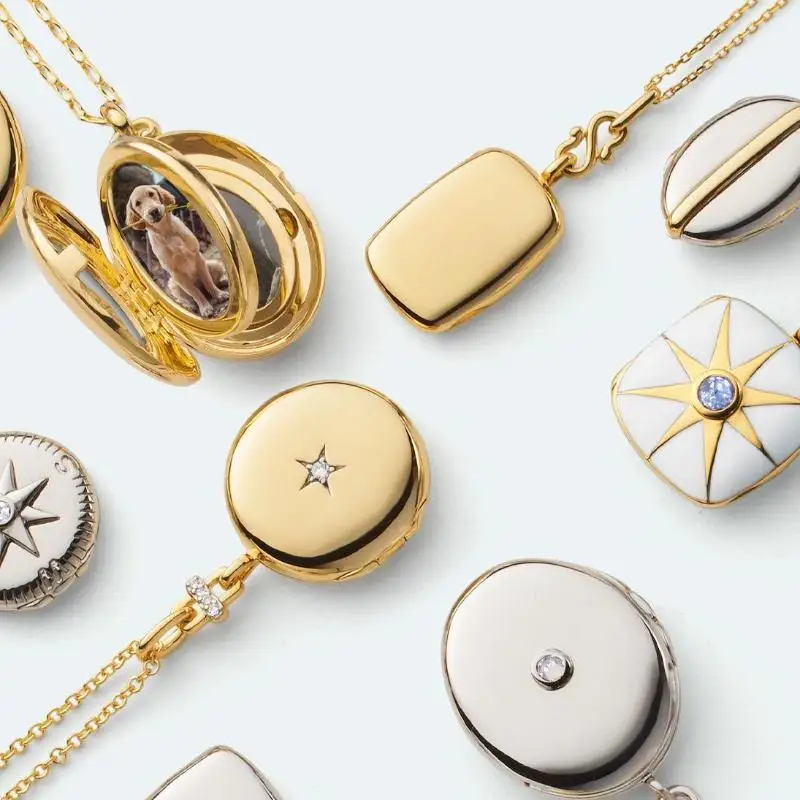 الرجعية إطار الصورة قلادة قلادة البيضاوي مربع المجوهرات افتتاح وإغلاق تصميم هدية عيد الأم مع صندوق الصور #2