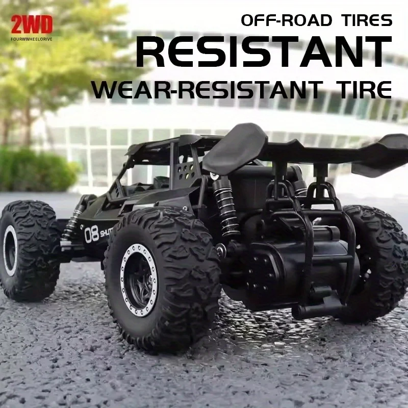 Alloy Remote Control Car, All-Terrain Electric Toy Car, 1:16 Scale Model Car, 2.4GHz R/C Off-Road Vehicle, Top Speed 20 Km/h, with Headlights and Shock Absorbers, Suitable as a Birthday Gift for Boys over 3 Years Old