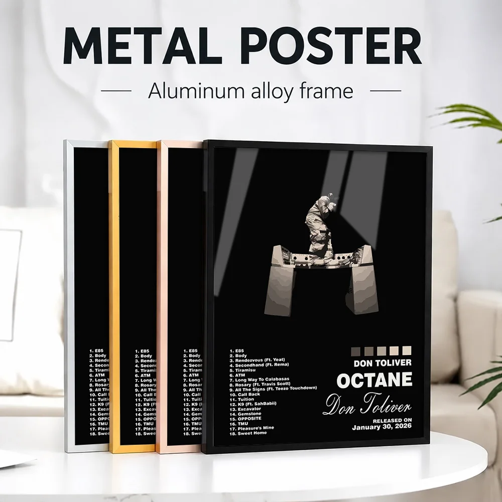 Don Toliver Octane Album Cover Framed Metal Print Customized Photo Editorial Tracklist Style Wall Art For Lounge Birthday Gift