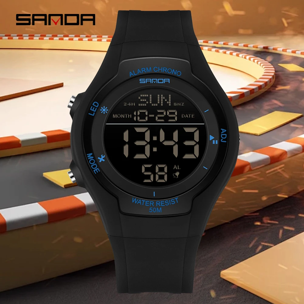SANDA Outdoor Sports Watch Waterproof Luminous Light and Thin Multi functional Timing Alarm Clock Student Shock Watch