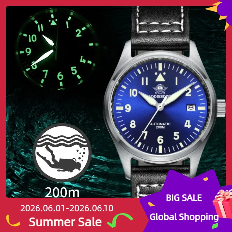 

ADDIESDIVE MY-H2 Business Automatic Mechanical Watch NH35 Black Dial 200M Diver Waterproof Luminous Watches For Men reloj hombre