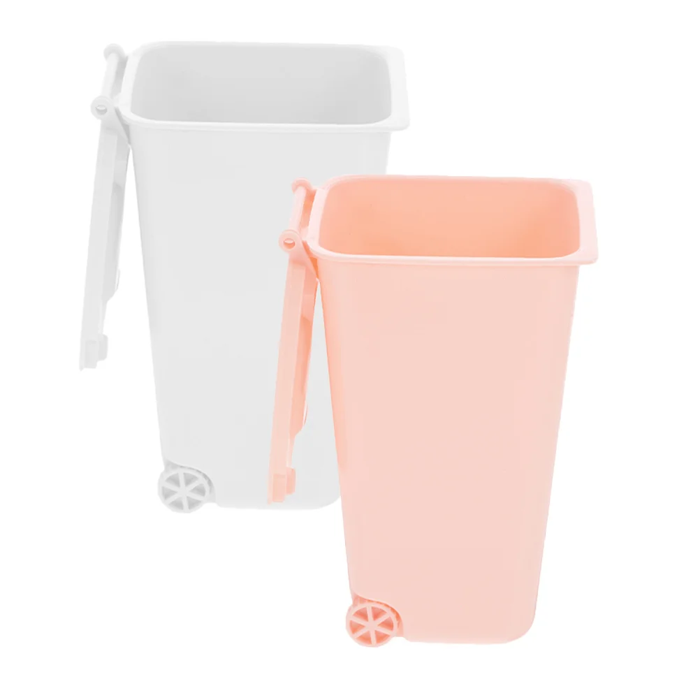 2 قطعة سلة مهملات سطح المكتب دلو نفايات صغير مع حامل قلم غطاء مناسب للمكتب المنزلي ومنظم مكتب السيارة #6