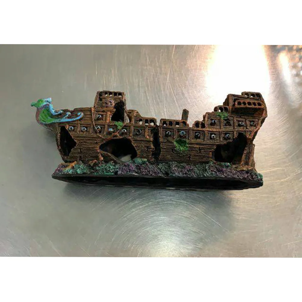 

Resin Pirate Ship Aquarium Decoration Fake Ship Simulation Underwater Fish Tank Ornament Decor Underwater Pirate Shipdecor