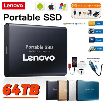Disque dur externe d'origine Lenovo Portable 2 to SSD 16 to type-c USB 3.0 disques durs de stockage externe haute vitesse 8 to pour ordinateurs portables