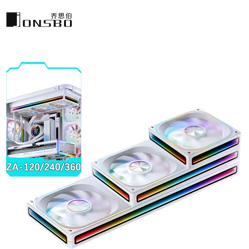 JONSBO ZA-120/240/360 ARGB 12/24/36CM chassis fan Motherboard lighting synchronization/Aluminum Nameplate/PWM Case fans