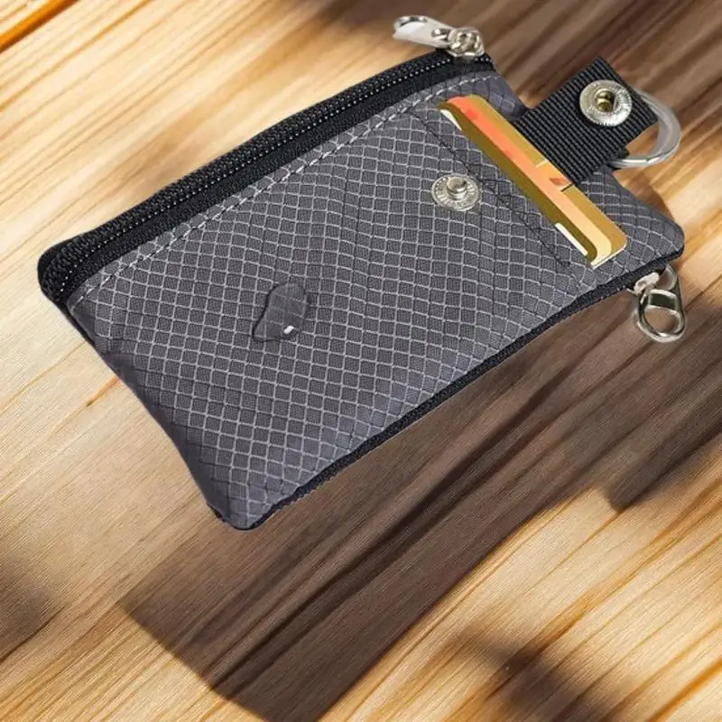 

Держатель для бейджа с окошком для удостоверения личности, небольшой кошелек, водонепроницаемый противоугонный дорожный брелок, кошелек для мужчин и женщин, тонкий кошелек на молнии с ремешком для карт