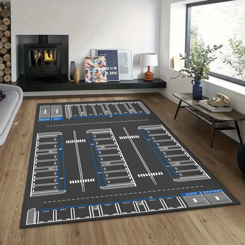 Site Layout Large Area Rug Parking Lot Multi-space Plane Design Carpet Floor Mat for Living Room Kids Playroom