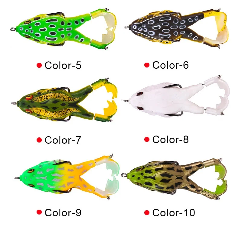 FLYSAND Frog Lure Soft Tube Bait Plastic Fishing Lure With Fishing Hooks Topwater Ray Frog Artificial 3D Eyes  Carp Fishing image 6