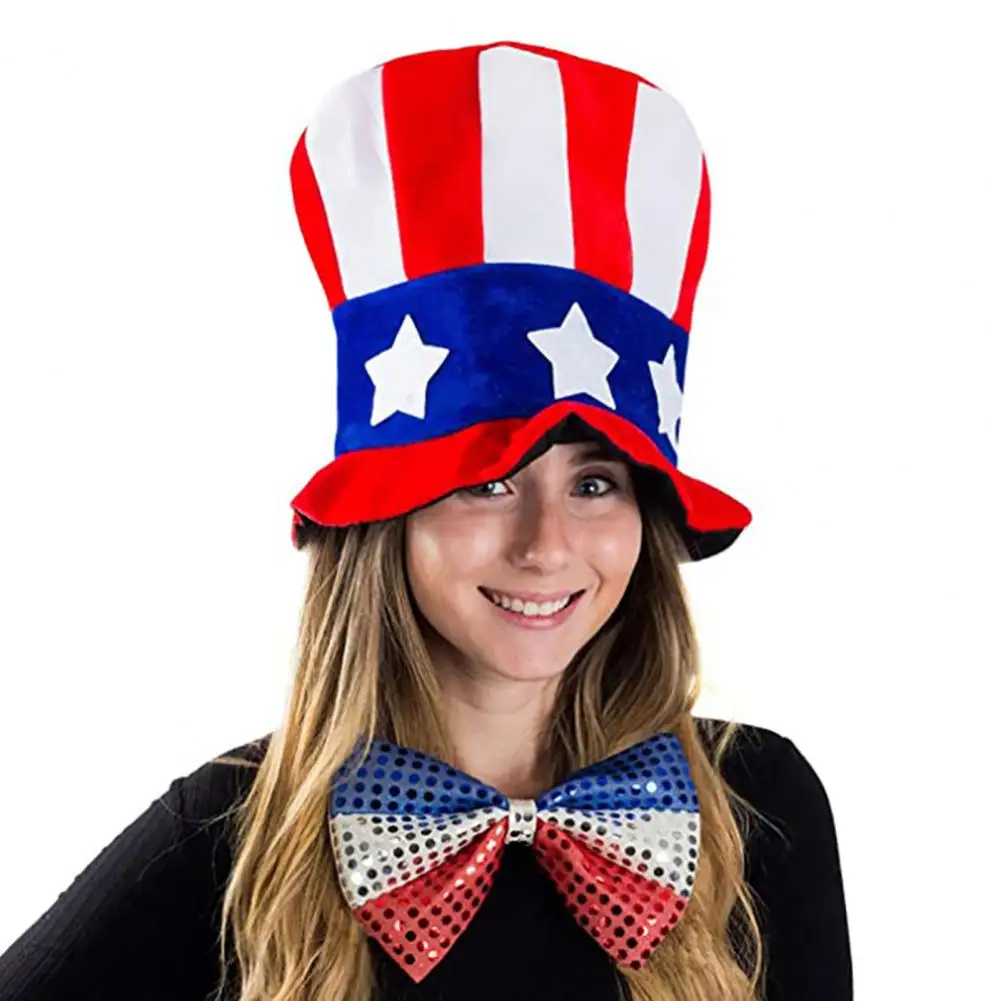 Funny Patriotic Hat Novelty Comfortable to Wear USA Hat Reusable Portable Uncle Sam Top Hat Party Accessory Accessory