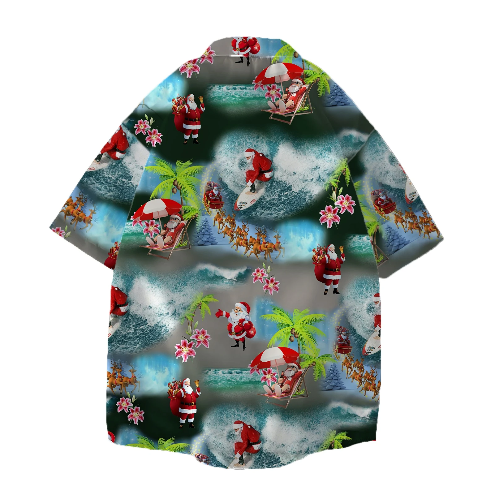 Jumeast 3D Printed Santa Claus Men Hawaiian Aloha Shirts Palm Leaf  Beach Flower Christmas Reindeer Women Blouse Baggy Shorts