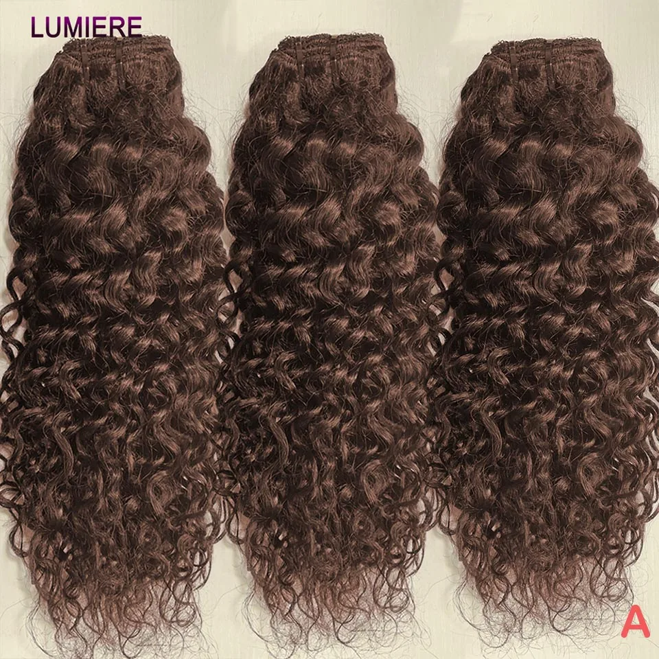 # 4 الشوكولاته البني الأفرو غريب المياه العميقة مجعد الشعر البشري حزمة صفقة 100% الخام عذراء البرازيلي شعر الإنسان النسيج الشعر التمديد #1