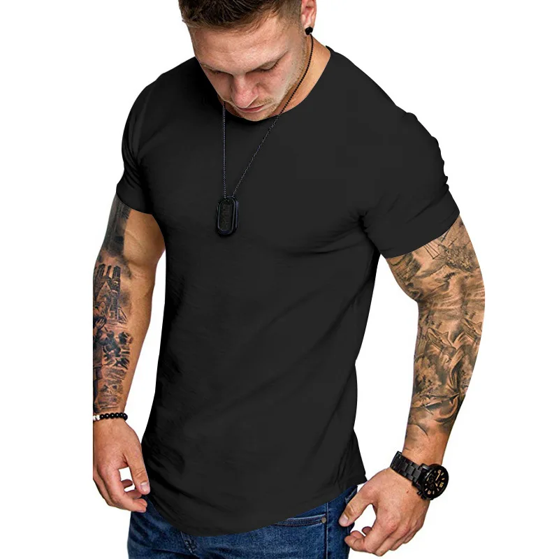 Summer Short Sleeve Men's  Color Casual round Neck T-shirt Comfortable Cotton Bright Thread Embroidery City Walk Suitable