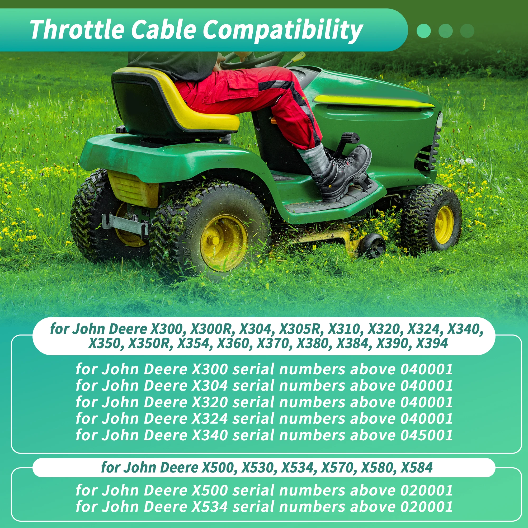 UXCELL No.AM140333 Throttle Choke Cable for John Deere X300 X300R X350 X350R X500 X530