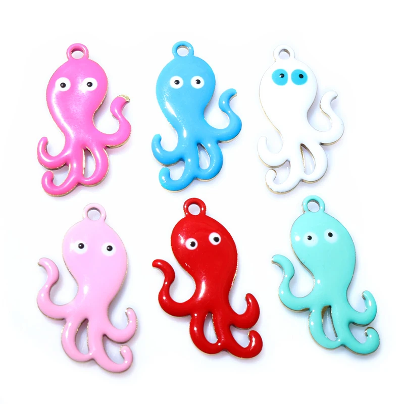 10pcs 28x15mm Enamel Octopus Charms Pendant Stainless Steel DIY Jewelry Making Accessories Findings for Necklace Earrings image 3